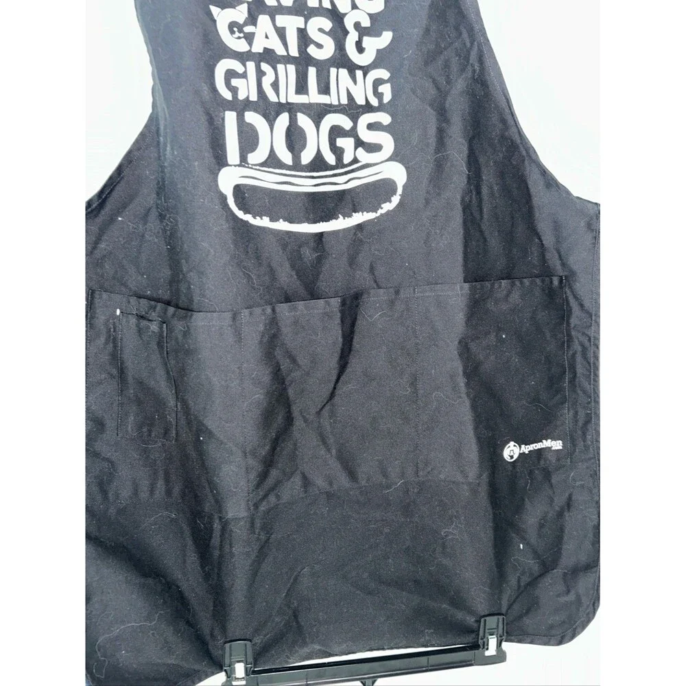 Apron Men 4 Pockets Black Adjustable Neck Strap Dad Gift Funny Graphics New